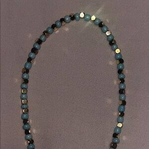 Reflective Boho Mediterranean Blue and Gold Bracelet Beaded